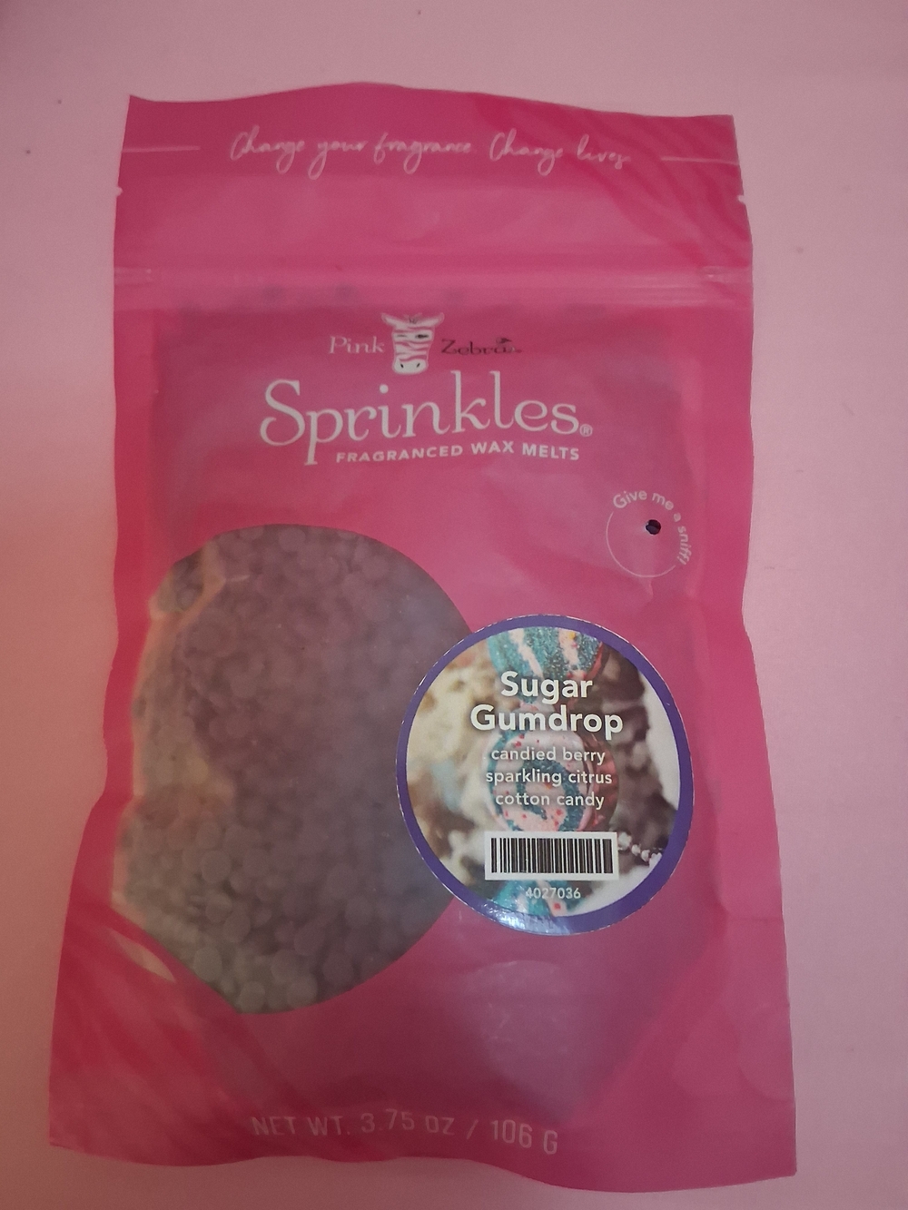 Pink Zebra Sprinkles Sugar Gumdrop Fragranced Wax Melts - Bright Pink Bag